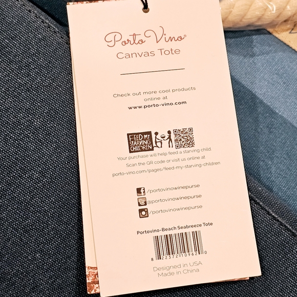 PortoVino Tote Beach Bag Canvas Wine Purse - Picture 10 of 11